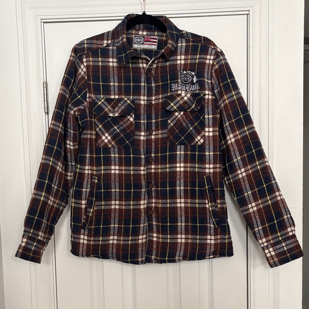 Maui Built Men's Brown Plaid‎ Lightweight Shirt Jacket